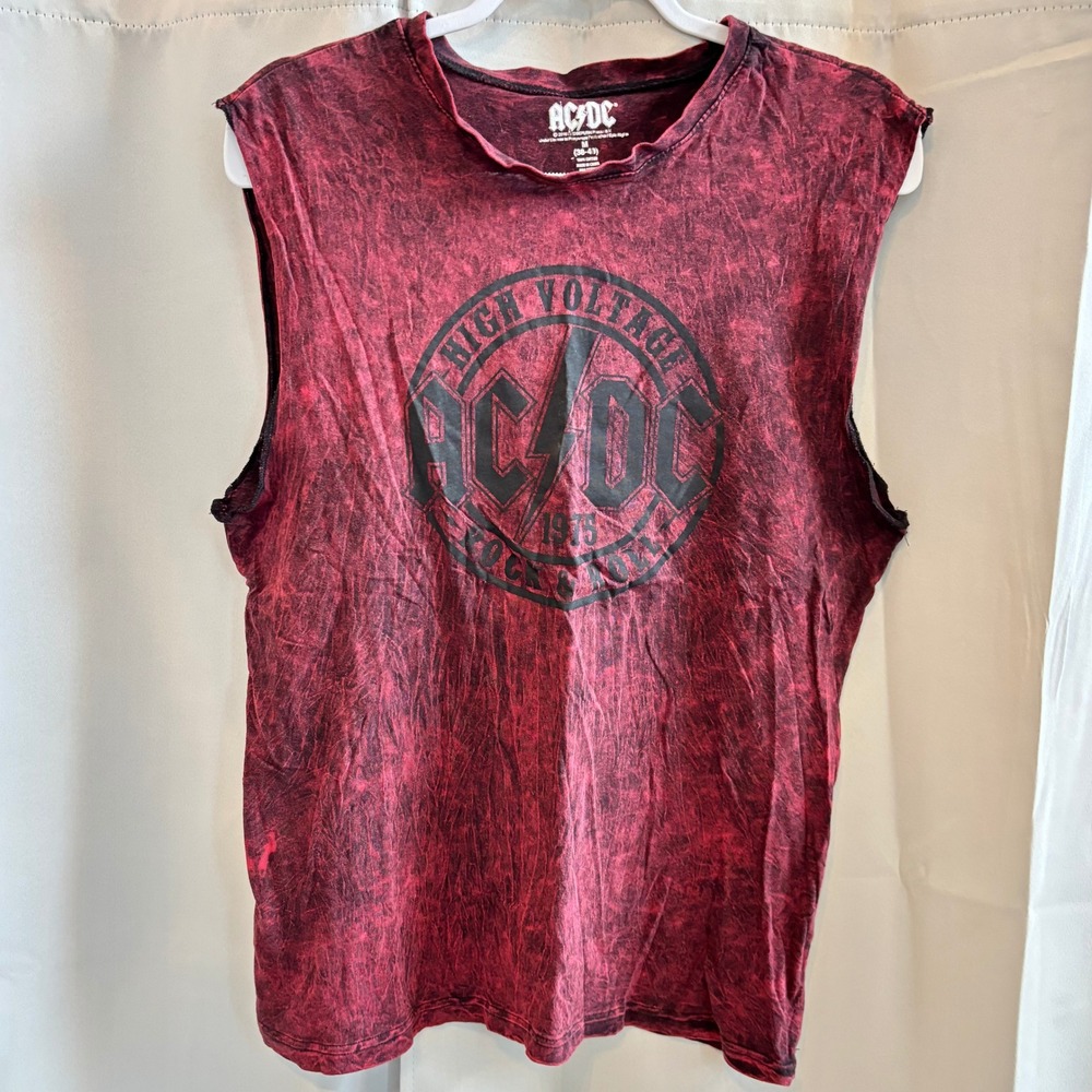 ACDC Mens M High Voltage Rock n Roll Acid Wash Sleeveless T-Shirt Grunge 19945
